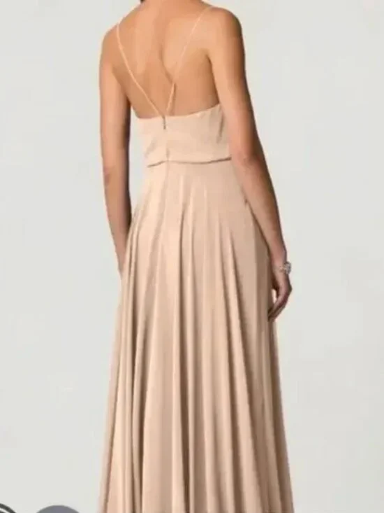 Jenny Yoo Inesse Blush Chiffon Maxi Dress Size 6 BHLDN Bridesmaid Formal - Picture 2 of 10